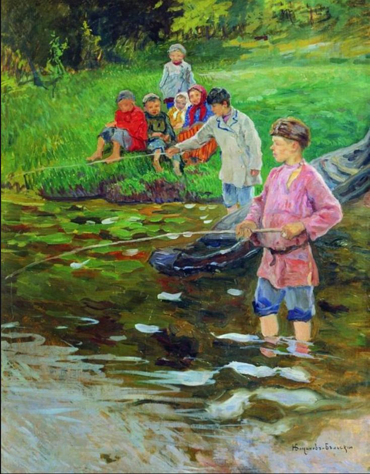 children fishermen by Nikolay Bogdanov-Belsky